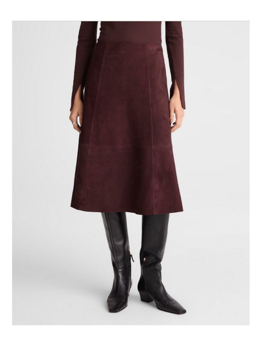 Madewell Seamed Suede Midi Circle Skirt Sample - Size 6 - NWT - Picture 7 of 9